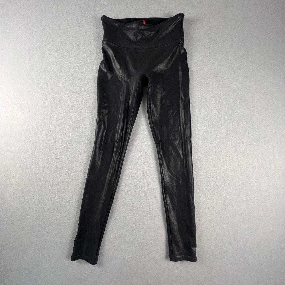 Spanx Faux Leather Leggings Womens‎ Small Petite Black High Waist Edgy Chic